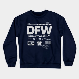 Vintage Dallas Fort Worth DFW Airport Code Travel Day Retro Travel Tag Crewneck Sweatshirt